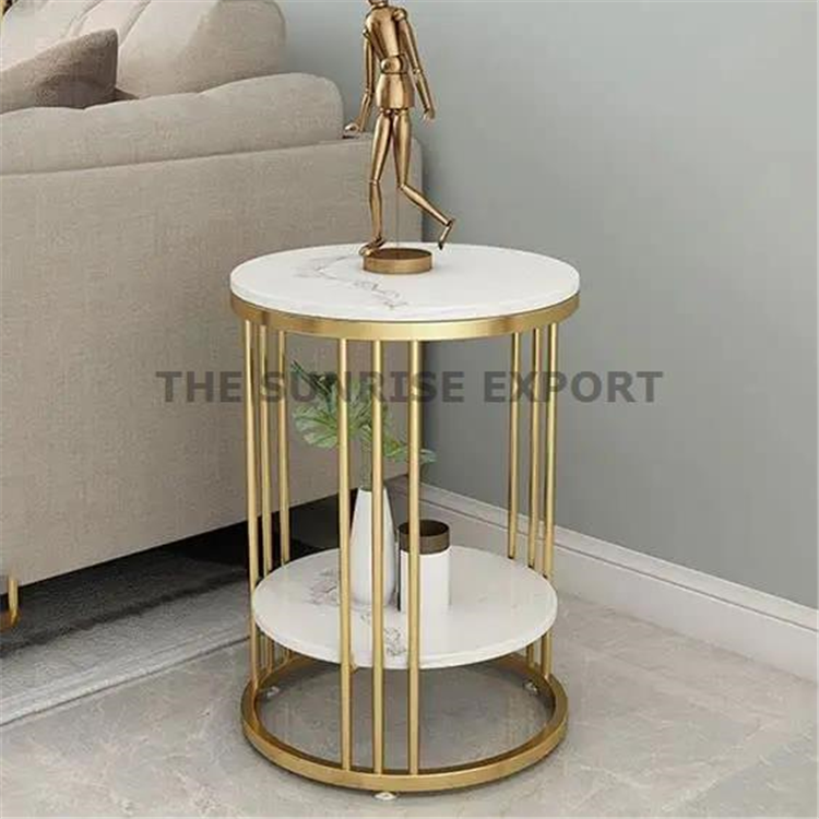 DUAL MARBLE SHELF SIDE TABLE