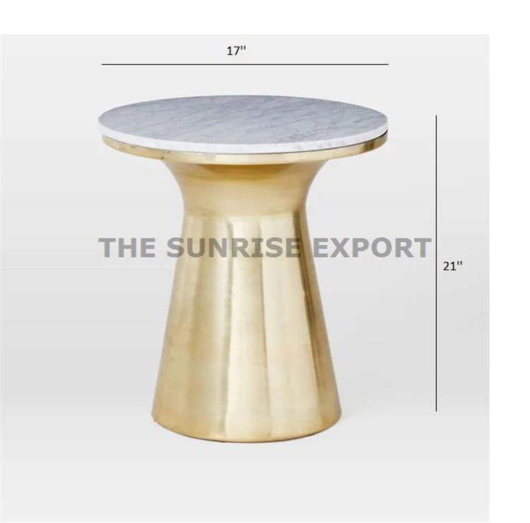 PEDESTAL SIDE TABLE WITH MARBLE TOP