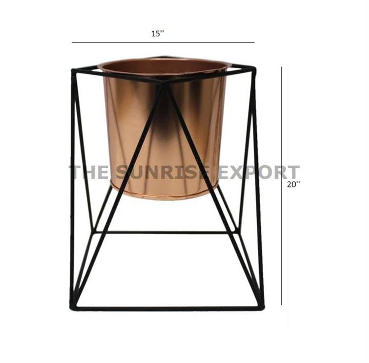 METAL PLANTER WITH SQUARE STAND
