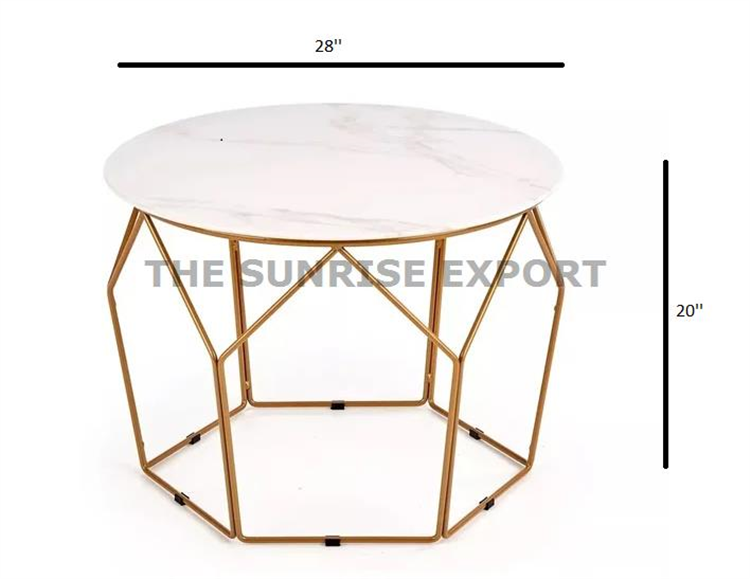 MARBLE TOP HONEY COFFEE TABLE