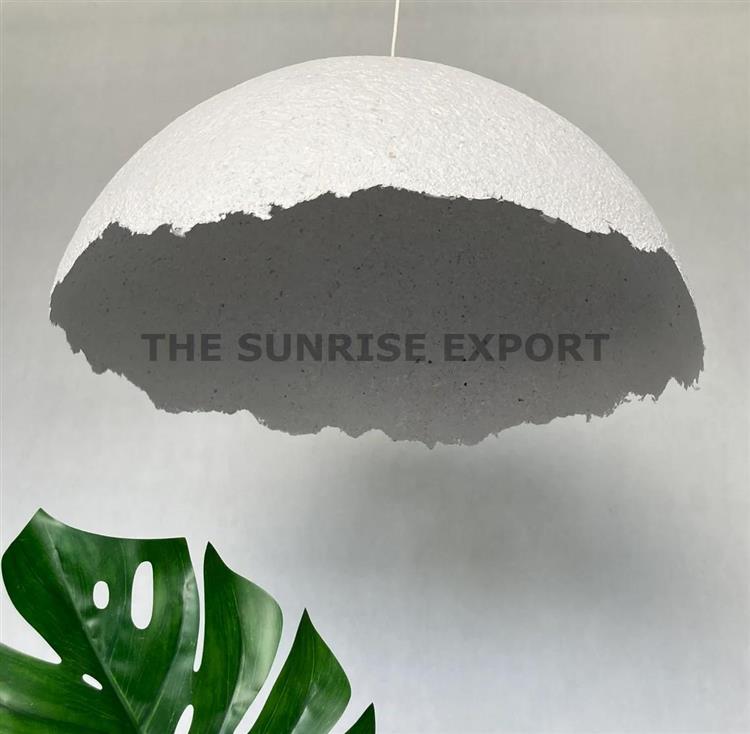 ROUGH EDGE ROUND PAPER MECHE PENDENT LAMP
